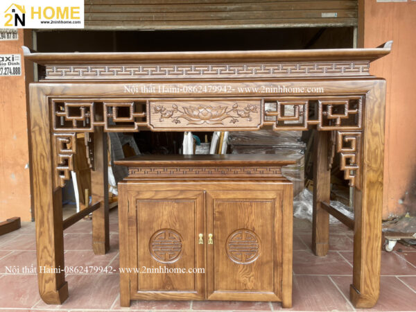Bàn thờ gỗ tần bì sồi tự nhiên, kích thước phong thủy BTS04