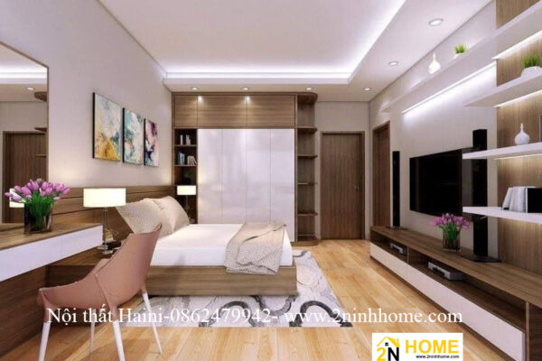Bộ nội thất Phòng ngủ Giường tủ Gỗ công nghiệp thiết kế, HD04