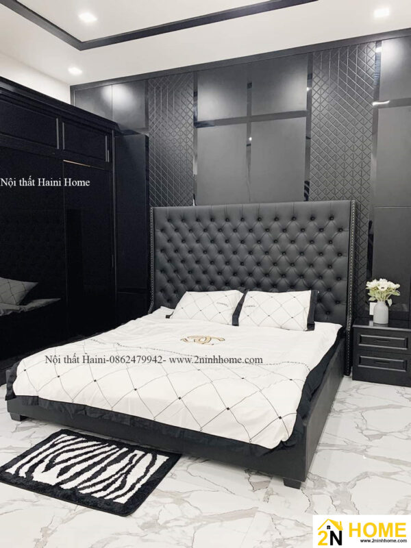 Giường ngủ bọc đệm tân cổ điển GBN02