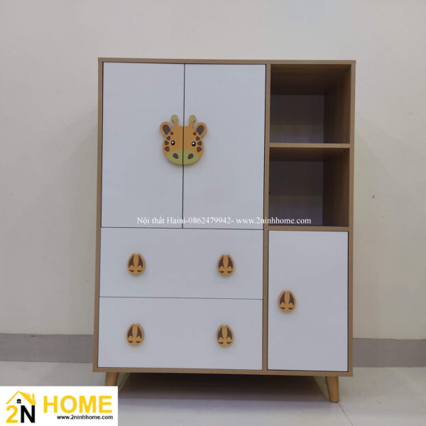 Tủ quần áo cho bé gỗ công nghiệp, trang trí cực kỳ dễ thương, 2 ngăn kéo dưới