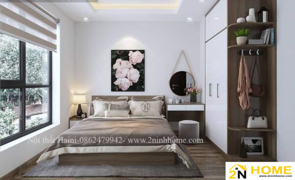 Bộ nội thất Phòng ngủ Giường tủ Gỗ công nghiệp thiết kế, HD08