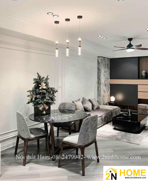 Bộ Bàn tròn bàn ăn tròn ghế bọc nỉ sang trọng, độc đáo