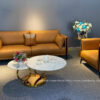 Sofa màu nâu vàng kèm ghế đơn