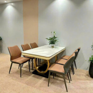 bàn ăn chân inox mạ vàng